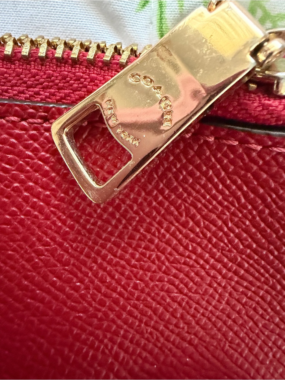 Coach Red Rowan Pouch Leather Zip-Front Wallet Clutch - Picture 6 of 8